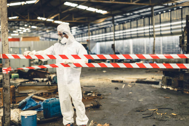 Professional Sewage Cleanup technician working in Medford, MA